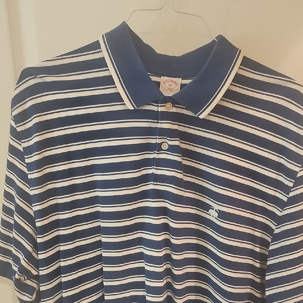 Brooks Brothers Navy and White Striped Polo